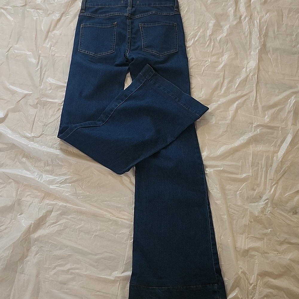 Free People Blue Flare Wide Leg Jeans - Picture 9 of 10